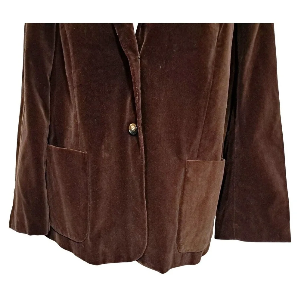 The Fashion Place Sears Velour Blazer Women 40 Brown‎ Vintage Velvet Jacket